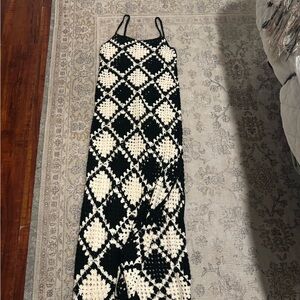 Black and White Crochet Maxi Dress